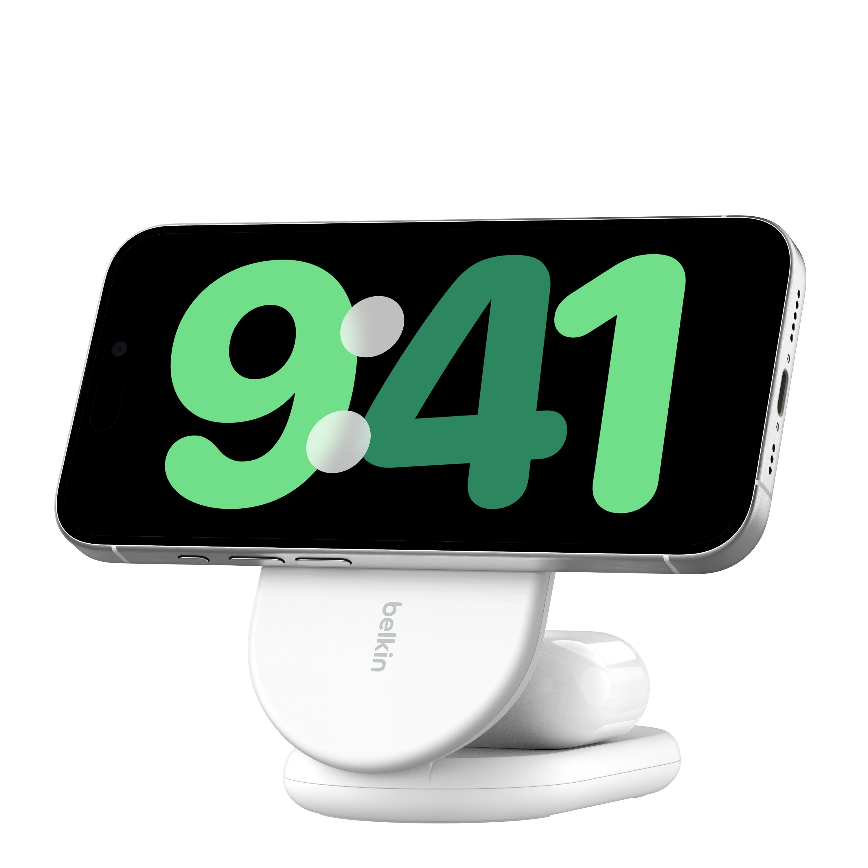 Belkin BoostCharge 2in1(iPhone & AirPods) Magnetic Qi2 Wireless Charger Pad (White)#wiz028qcwh