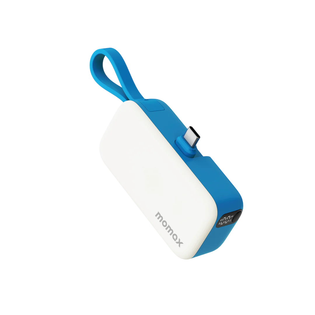 MOMAX 1-Power_Mini PD3.0 20W 5000mAh Power Bank w/Type-C Cable Blue #iP130b