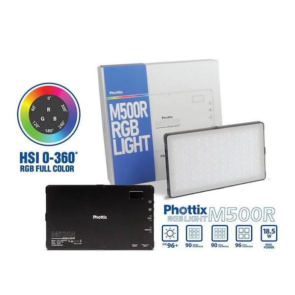 Phottix M500R RGB Panel LED Light w/Rechargeable Battery #781-2035