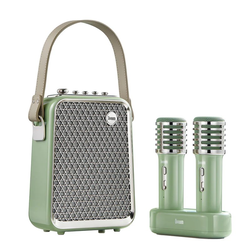 Divoom Songbird-HQ Portable Speaker Bluetooth V5.x w/Karaoke Mic Rechargeable (Green) #SONGBIRDHQ-GRN