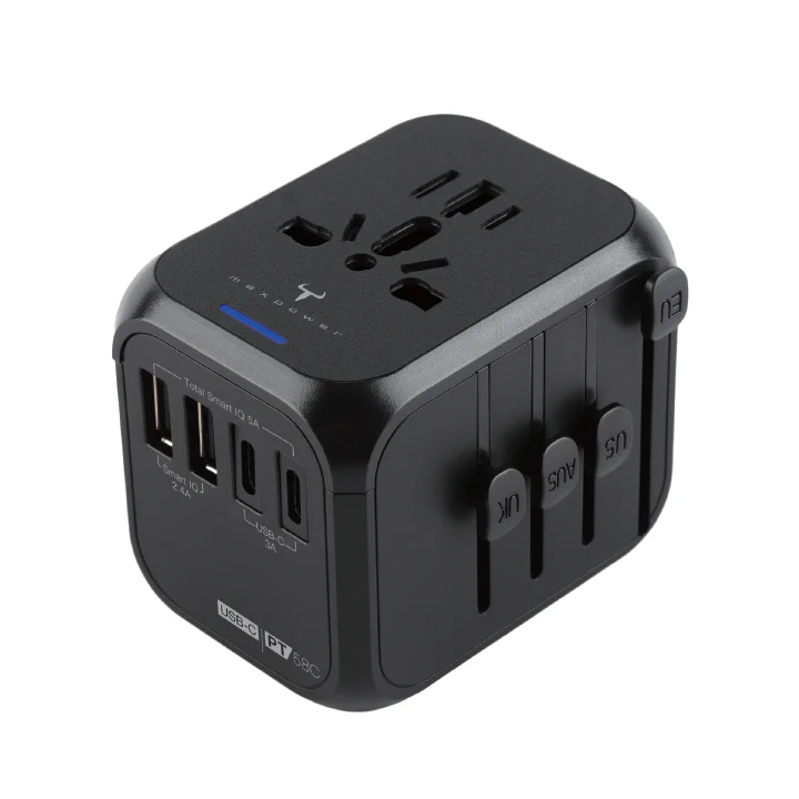 2TheMax Travel Charger (25W, 5port, PD, 2xUsb-A, 2xTypeC, Black) #PT58C