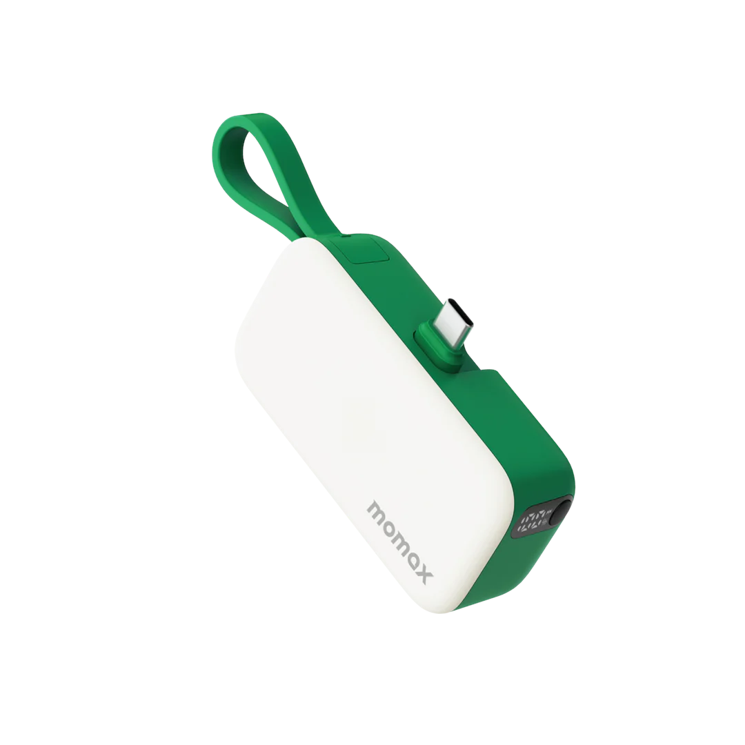 MOMAX 1-Power_Mini PD3.0 20W 5000mAh Power Bank w/Type-C Cable Green #iP130g