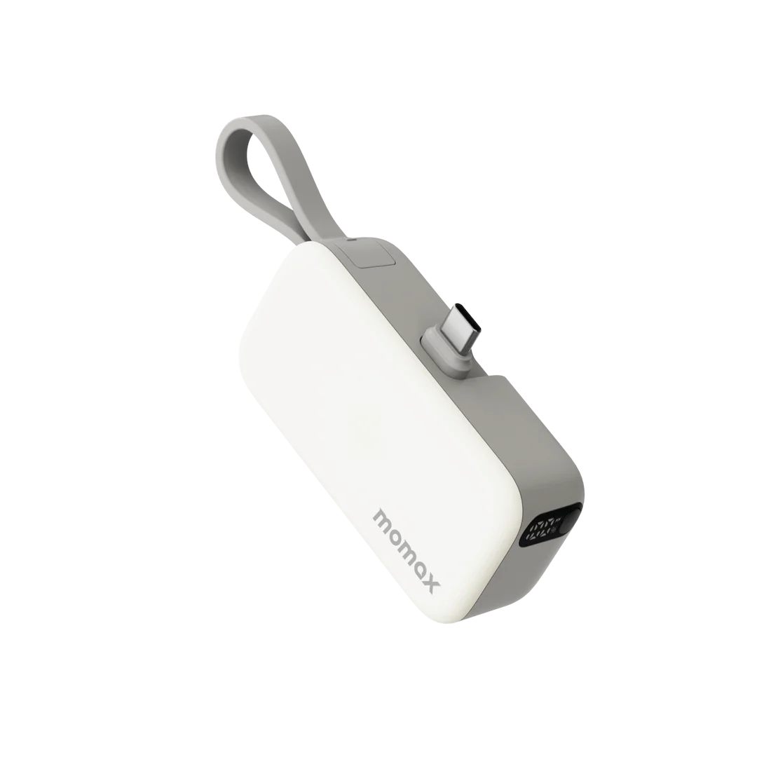 MOMAX 1-Power_Mini PD3.0 20W 5000mAh Power Bank w/Type-C Cable White #iP130w