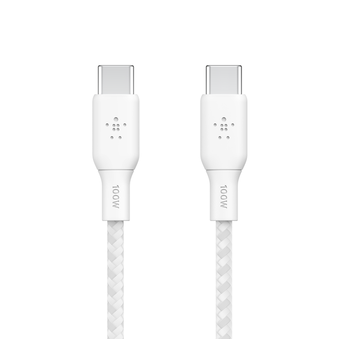 Belkin Charge-Braided 6.6ft/2metre Type-C to Type-C Usb Cable PD (100W) (White) #CAb014bt2MwH