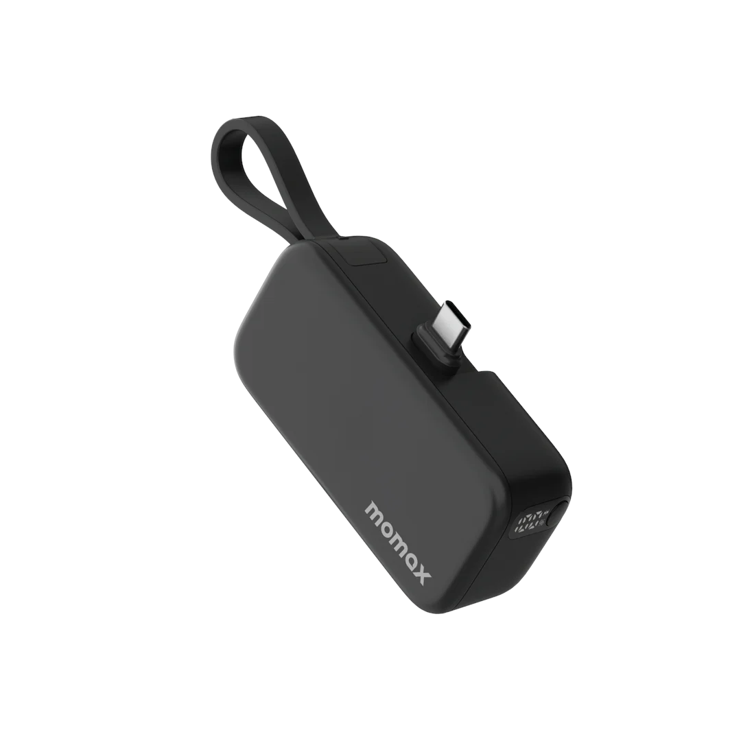 MOMAX 1-Power_Mini PD3.0 20W 5000mAh Power Bank w/Type-C Cable Black #iP130d