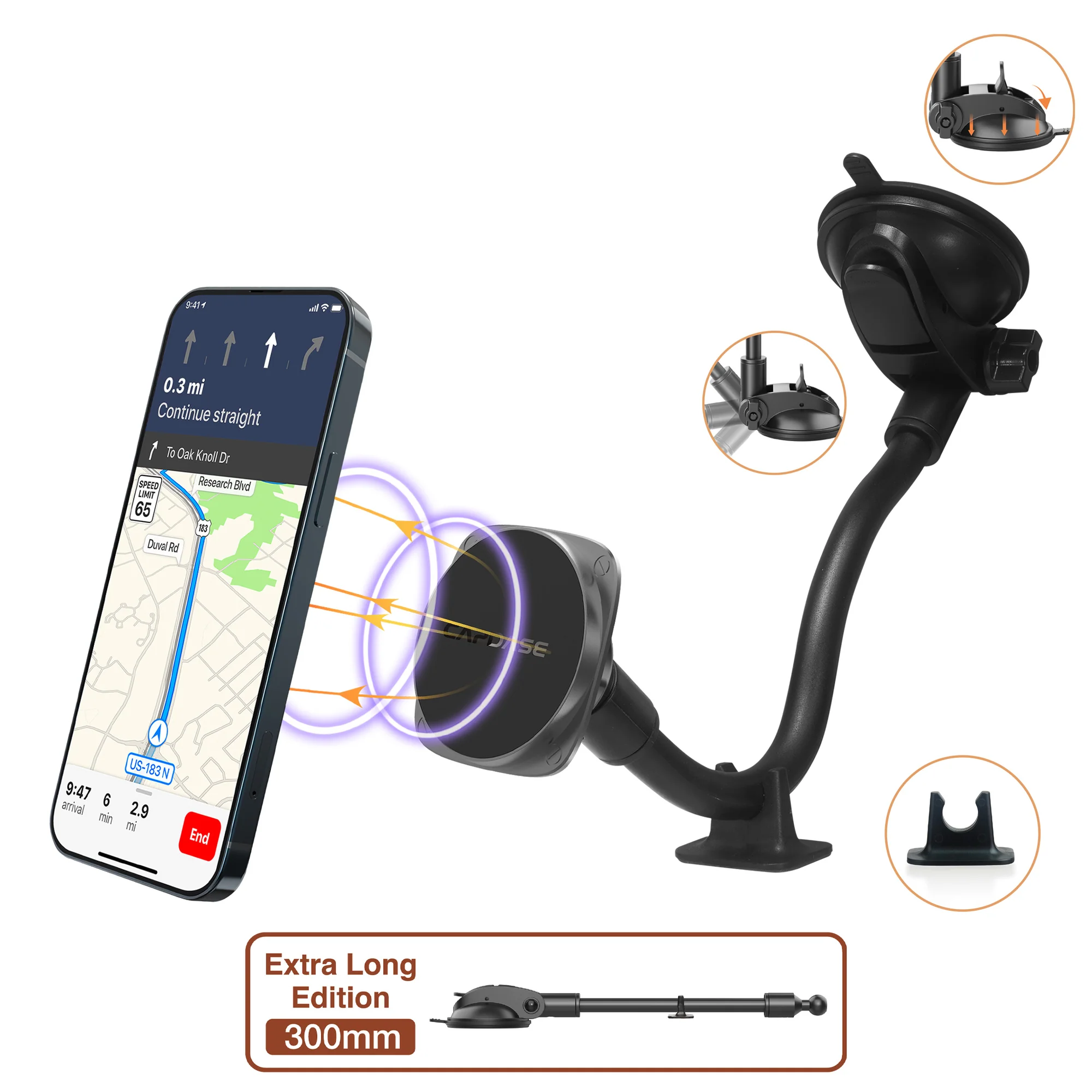 Capdase Squarer-ll Magnetic Car Mount Gooseneck Arm 300mm Extra Long Edition #HR00-sgsQ20g-300