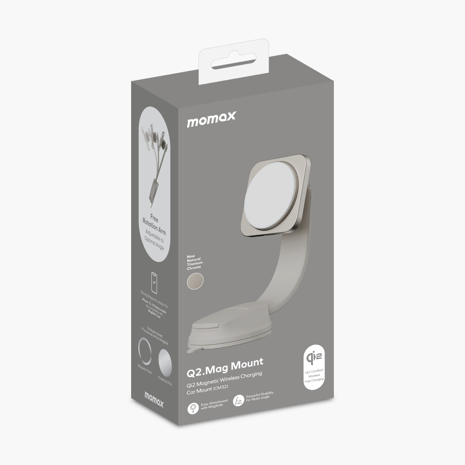 MOMAX - Q2.Mag Qi2 Magnetic Wireless Charging Car Mount (15W)