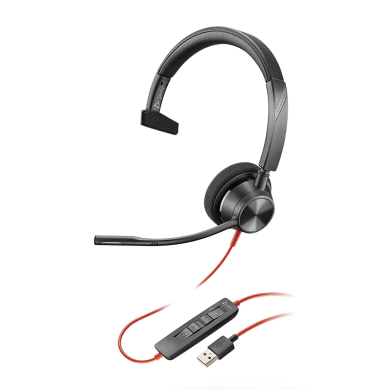 Poly Blackwire 3310 Mono 有線耳機 HeadPhone Usb w/Noise Canceling Microphone #212703-01