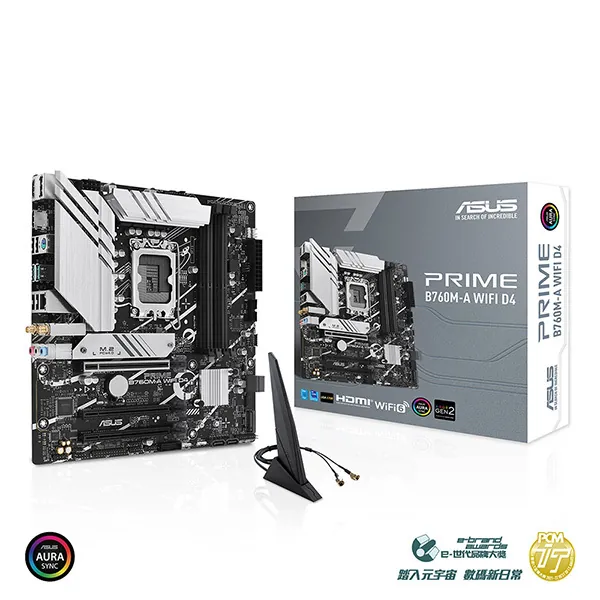 Asus PRIME B760M-A WIFI b760 LGA1700 DDR5 Micro-ATX Board w/HDMI+DP #MB-AB76PMC