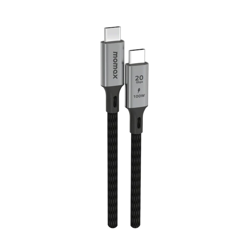 MOMAX Elite 6.6ft/2metre Type-C to Type-C Usb Cable PD (100W) (Black) #DC32D