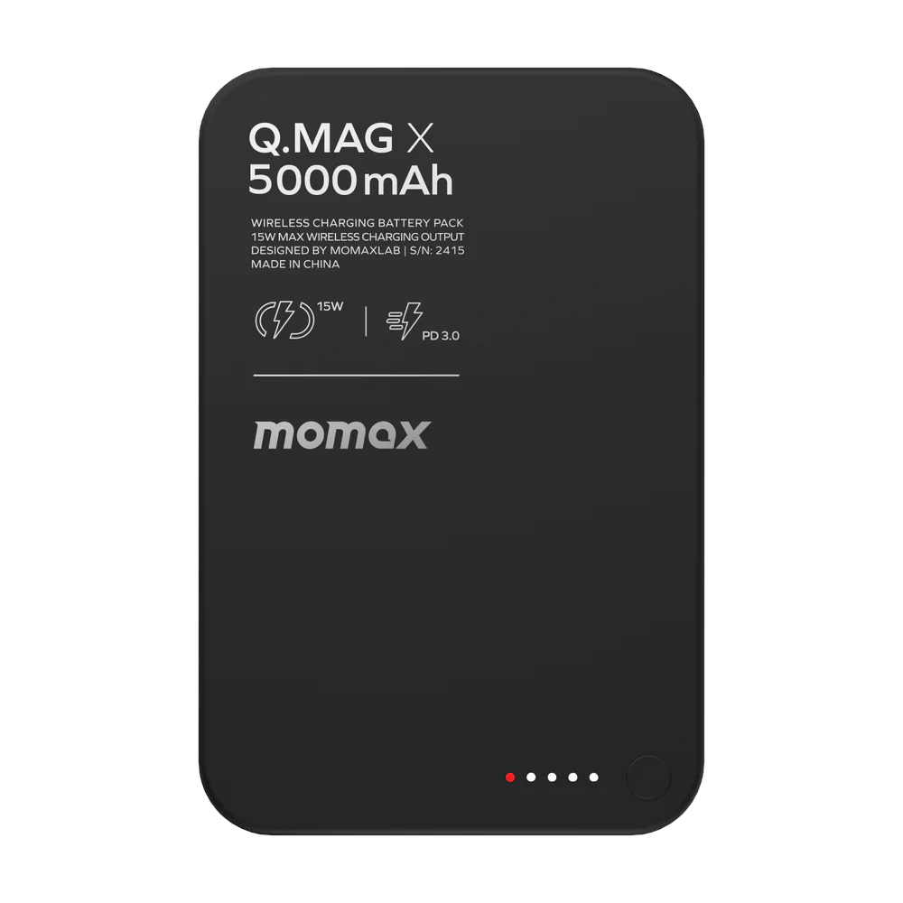 MOMAX Q.Mag X 5000mAh 超薄磁吸流動電源 - 第二代 (黑色) #IP116AD