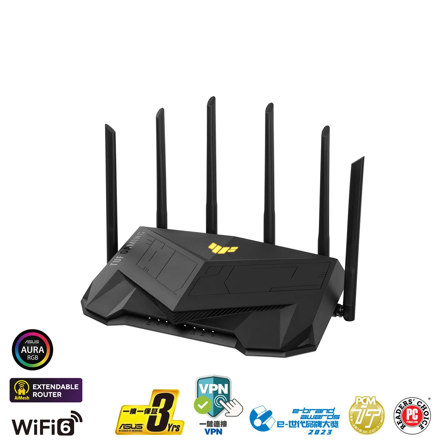 Asus TUF-AX6000 Gaming Wireless AX6000 Gigabit Router w/2.5G+Giga_LAN 1xUsb3.2 (Black) #90ig07X0-MFAC00 (NE-ARAX60T)