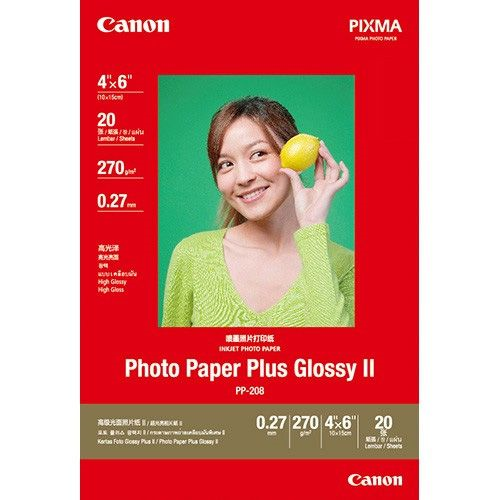 Canon PP-208 Plus GlossyⅡ Photo Paper 4R 270gsm 20sheets #1574C001aa01