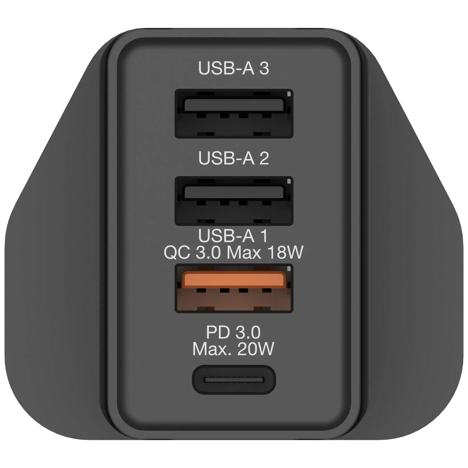 Verbatim Usb Charger (30W, 4port, PD, 3xUsb-A, 1xTypeC, Black) #66892