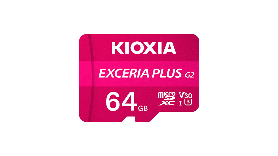 Kioxia ExceriaPlusG2 (4K) 64Gb (V30, UHS-I_U3, 100Mb/s) MicroSDXC Card w/Adapter #LMPL2M064gg2