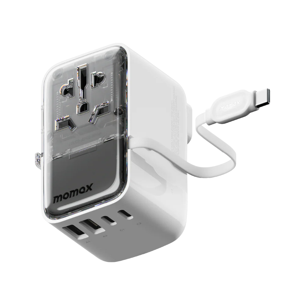 MOMAX 1-World+ Flow 4 Ports 35w Travel Charger w/USB-C Cable #UA21UKW