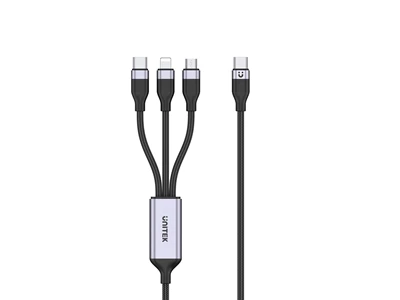 Unitek 5ft/1.5metre Type-C to Micro-Usb+Type-C+Lightning Cable (Black) #C14101AGY-1.5M