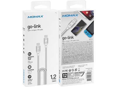 MOMAX Go Link Type-C to Type-C 100W PD 編織紋充電線 1.2米 (銀色) #DC19S