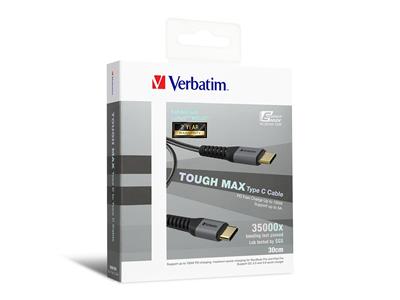 Verbatim Tough Max Type C to Type C PD Charge Cable 0.3m (Grey) #66064