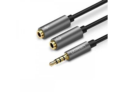 Ugreen AV141-A 8inch/0.2metre 3.5mm Male to 3.5mm 2-Female 音源1分2 w/Mic Audio Cable #30619