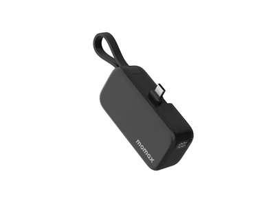 MOMAX 1-Power_Mini PD3.0 20W 5000mAh Power Bank w/Type-C Cable Black #iP130d (CCC)