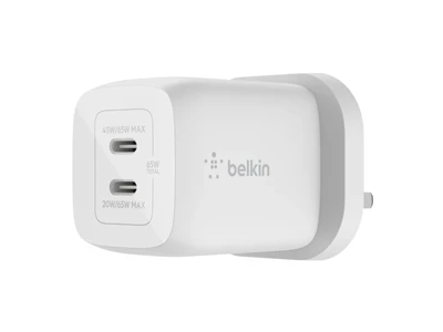 Belkin 雙USB-C GaN PPS 65W 家用式充電器 (白色) #WCH013myWH