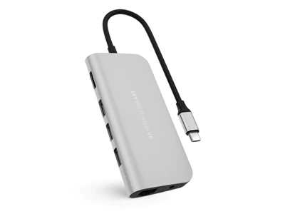 Targus HyperDrive 9in1 Usb-C Multiport Hub w/HDMI, 3xUsb-A, GigaLan, SD+microSD-slot, 3.5mm, PD60W #HD30F-Silver