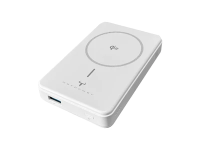 2theMax GQ215PD Qi2 QC3.0+PD 10000mAh Magnetic Power Bank w/15W Wireless Charger 2port White #D24442-Mb-w