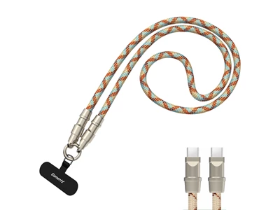Elementz Phone Strap 1,2米 Usb-C to Usb-C 100W 掛繩充電傳輸線 (啡色) #NHC-120BN