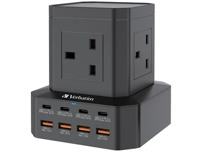 Verbatim PowerStrip Cube 65W 2米 4 個 AC 插座 + 8 位 拖板 (黑色) #66960