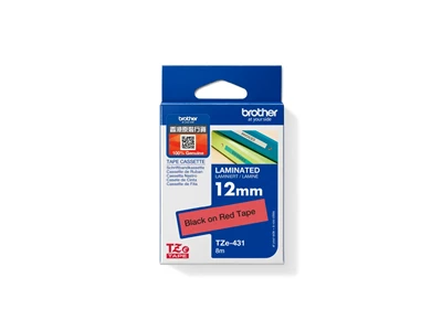 Brother TZe 12mm 紅底/黑字 標籤帶 #TzE-431