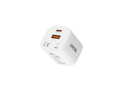 Unitek Mini GaN Usb Charger (33W, 2port, PD, Usb-A, TypeC, White) #P1125AwH01-UK