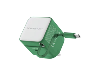 MOMAX 1-CHARGE+ GaN Usb Charger w/Type-C cable (35W, 1port, PD,TypeC, Green) #UM72UKG