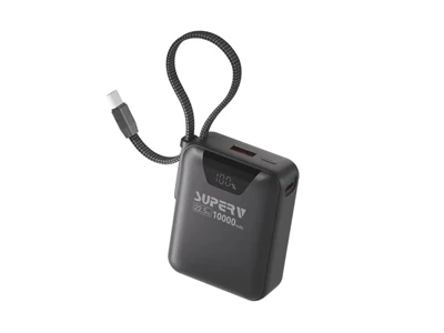 SuperV Power15 Mini 10000mAh Power Bank w/Cable 2port Black #Power15-BK (QR, CCC)