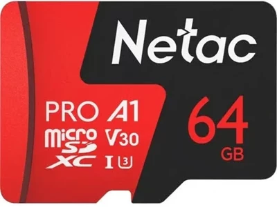 Netac P500 ExtremePro 64Gb (V30, UHS-I_U3, 100Mb/s) MicroSDXC 記憶卡 #NT02P500PRO-064G-R