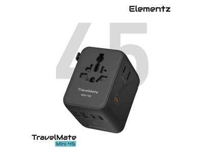 Elementz TravelMate Mini45 45W 5位 USB-A + USB-C 旅行充電插座 (黑色) #PT-M45(BK)