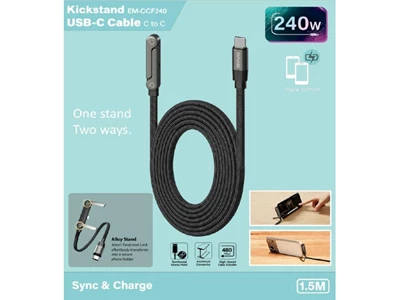 Capdase Kickstand EM-CCF240 1.5米 240W USB-C to USB-C 充電與支架二合一 充電線 #HC00-79G1