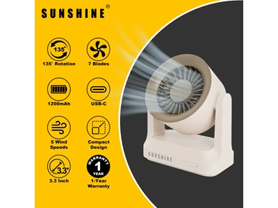 SunShine 輕巧迷你座檯風扇 Usb-C (啡色) #FAN-03BR