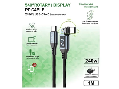 Capdase 540°Rotary 1米 240W Usb-C to Usb-C 充電線 連 Usb-A 轉頭 #HC00-80G1