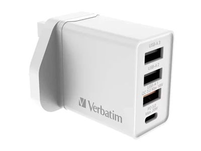 Verbatim 30W 4位 3A1C PD & QC3.0 USB 充電器 (白色) #66897