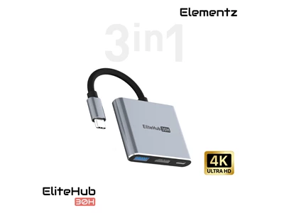 Elementz 30H 3in1 MultiPort Usb-C 擴充器  w/HDMI, Usb-A, PD100W #MF-30H