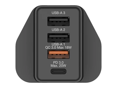 Verbatim Usb Charger 4位 30W PD & QC 3.0 USB 充電器 (黑色) #66892